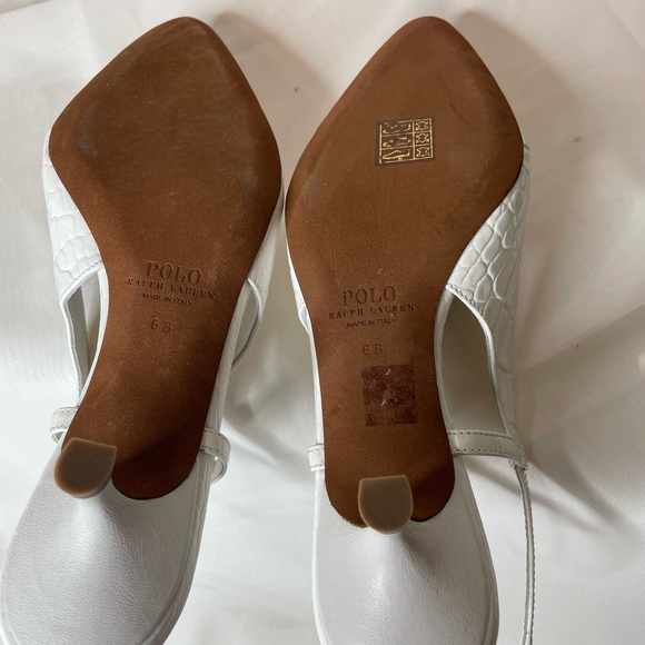 Polo RL White Croc Leather Slingback - Picture 6 of 11